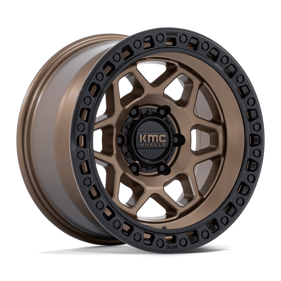 17x9 KMC KM553 Torx Matte Bronze With Gloss Black Lip 5x127 ET-12 CB71.5 Wheel