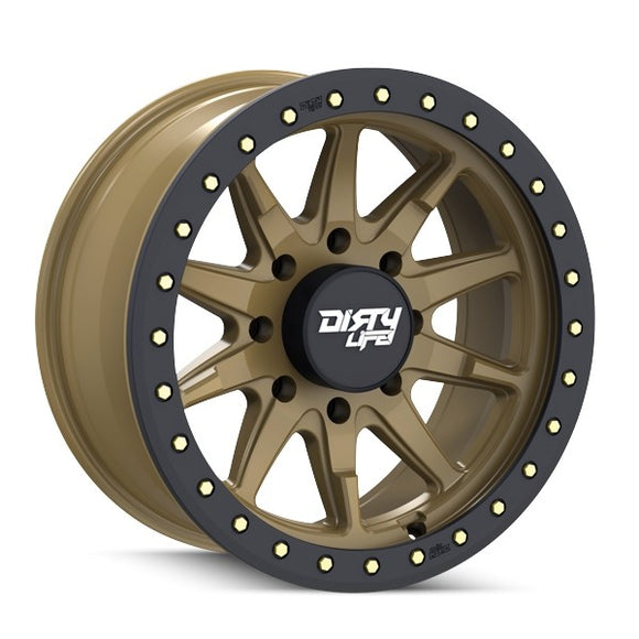 17x9 Dirty Life Dt-2 Satin Gold W/Simulated Ring 5x127 ET-12 wheel/rim