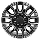 20" Replica CV97A for GMC Sierra 2500/3500 20x8.5 Blk Milled Edge w/ Tinted Clea