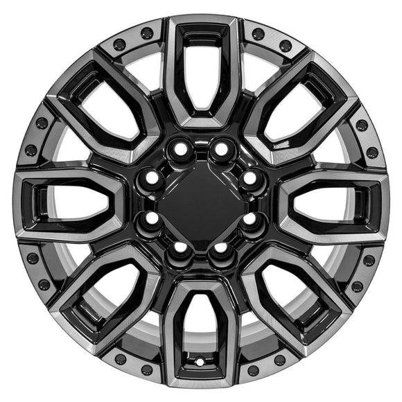 20" Replica CV97A for GMC Sierra 2500/3500 20x8.5 Blk Milled Edge w/ Tinted Clea