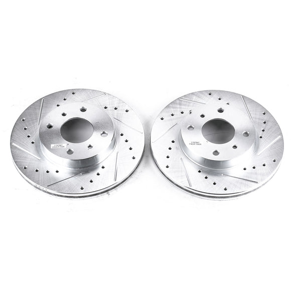 PowerStop Evolution Drilled Slotted Rotors Pair Front For Nissan Altima