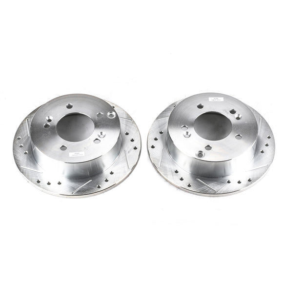 PowerStop Evolution Drilled Slotted Rotors Pair Rear For Hyundai XG300