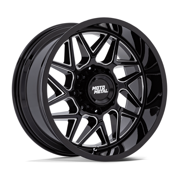 20X9 Moto Metal MO812 Turbine Gloss Black Milled 8x170 ET1 Wheel Rim