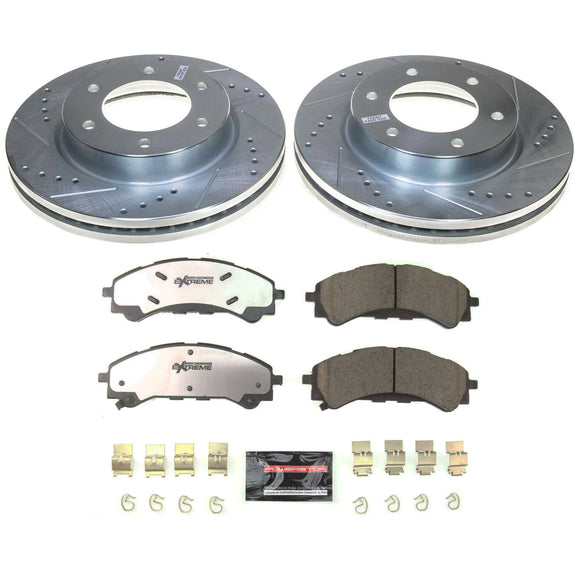 PowerStop Z36 Carbon-Fiber Ceramic Brake Pad with Drilled and Slotted Rotor Kit