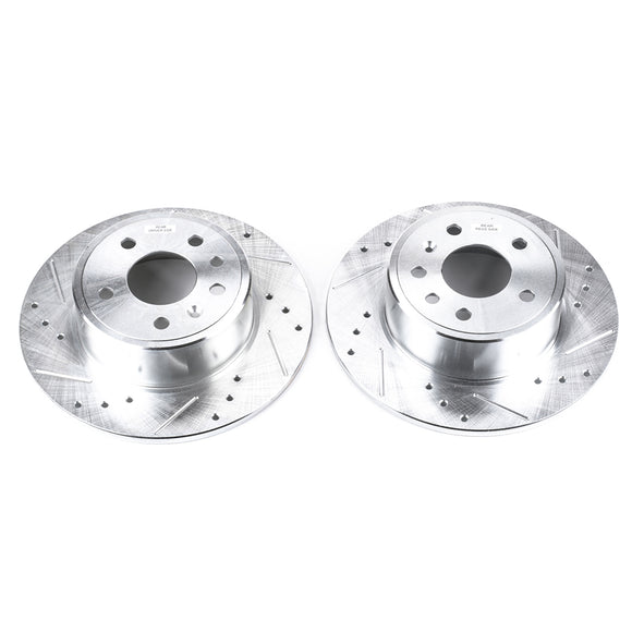 PowerStop Evolution Drilled Slotted Rotors Pair Rear For Saab 900