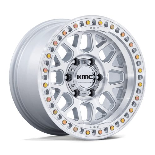 17X8.5 KMC KM549 GRS Gloss Silver W/ Machined Face 6x135 ET0 Wheel Rim