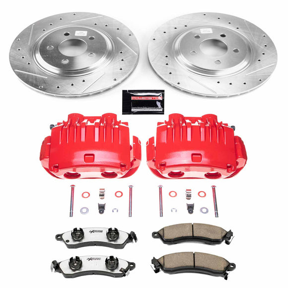 PowerStop Z26 Street Performance Ceramic Brake Pad, Drilled Slotted Rotor, and C