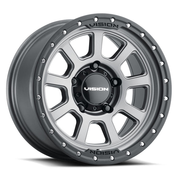 17x9 Vision 350 Ojos Satin Grey Wheel 5x139.7 ET-12 CB108