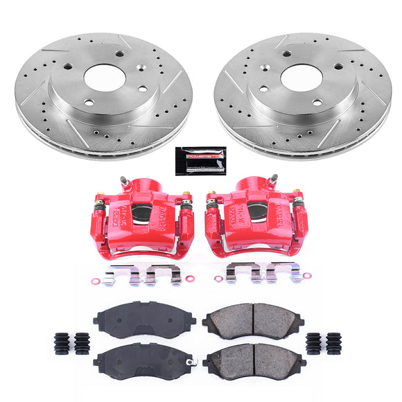 PowerStop Z23 Daily Driver Carbon-Fiber Ceramic Pads Drilled & Slotted Rotor & C