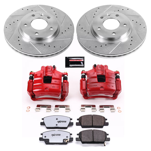 PowerStop Z36 Truck and SUV Ceramic Brake Pad, Drilled & Slotted Rotor, and Cali