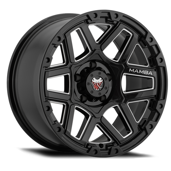 17x9 Mamba M23 Gloss Black/Machined Ball Cut 5x139.7 5x5.5 ET12 Wheel Rim