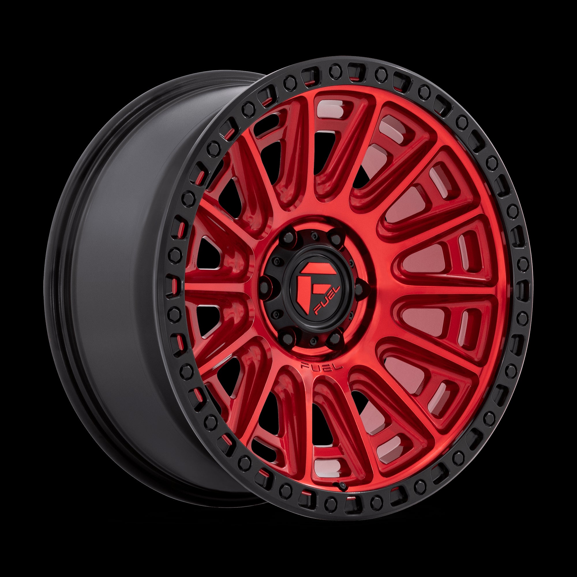 20X9 Fuel 1PC D834 Cycle Candy Red With Black Ring 6X135 ET1 Wheel Rim