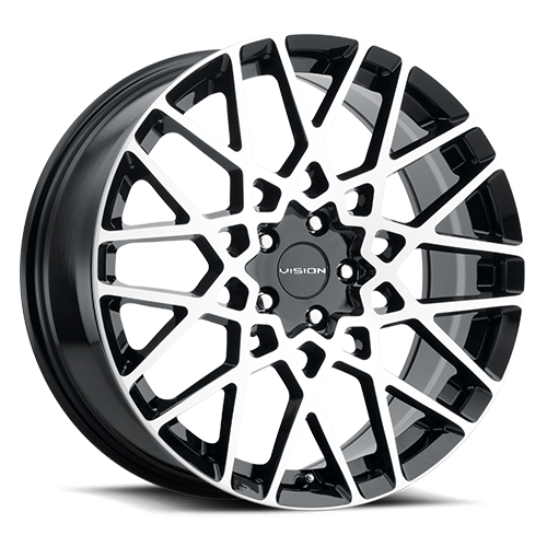 18x8 Vision 474 Recoil Black Machined Face 5x108 5x4.25 ET38 Wheel Rim