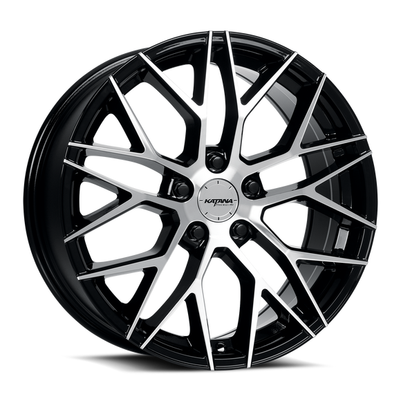 Katana KR01 Glossy Black Machined Face 5x108 ET40 CB73.1 Wheel Rim