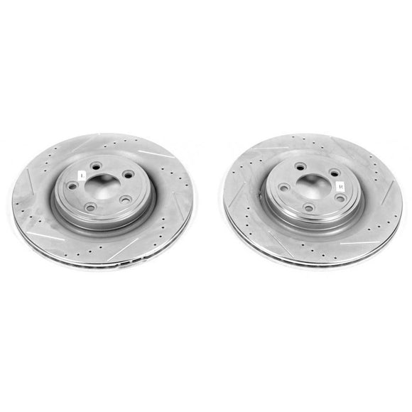 PowerStop Evolution Drilled Slotted Rotors Pair Rear For Jaguar S-Type