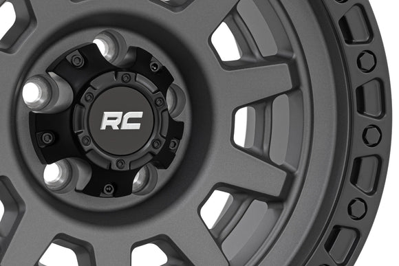 15x8 Rough Country 85 Series Gunmetal Gray Wheel 5x4.5 ET-19 CB