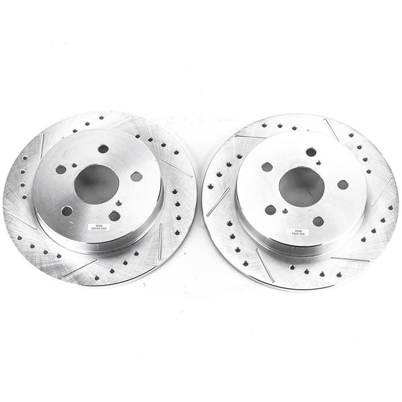 PowerStop Evolution Drilled Slotted Rotors Pair Rear For Lexus NX200t