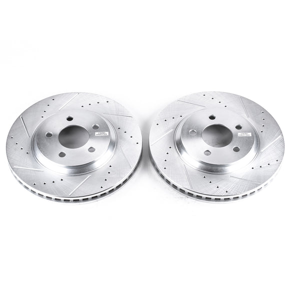 PowerStop Evolution Drilled Slotted Rotors Pair Front For Ford Mustang