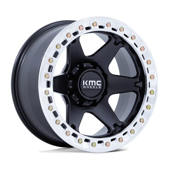 20X10 KMC KM238 VI Beadlock Satin Black W/ Machined Ring 5x127 ET-48 Wheel Rim