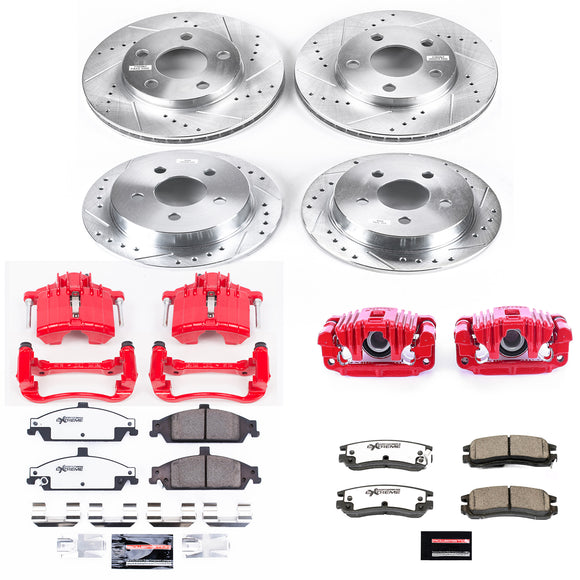 PowerStop Z26 Street Performance Ceramic Brake Pad, Drilled Slotted Rotor, and C