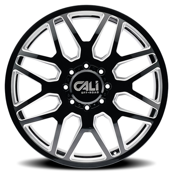 22x8.25 Cali Off-Road Invader Dually Gloss Black Milled 8x165.1 ET-192 Wheel