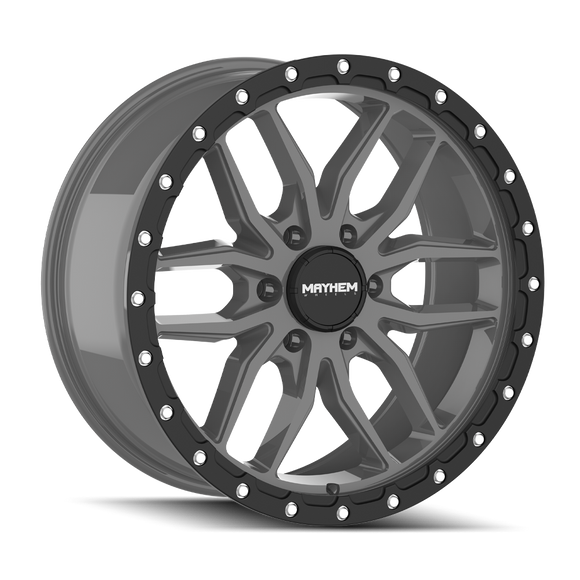 20x9 Mayhem Vector Matte Gunmetal Black Lip 6x135 ET18 CB87.1 Wheel Rim