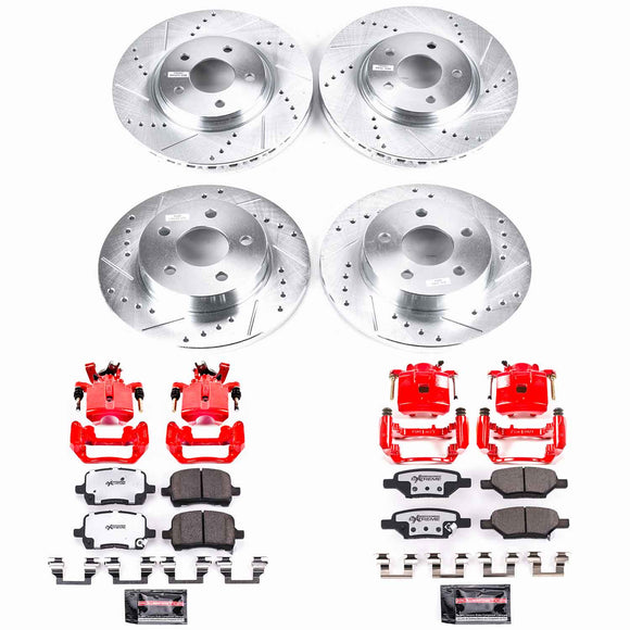 PowerStop Z26 Street Performance Ceramic Brake Pad, Drilled Slotted Rotor, and C