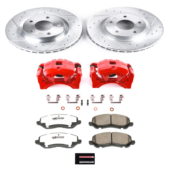 PowerStop Z26 Street Performance Ceramic Brake Pad, Drilled Slotted Rotor, and C