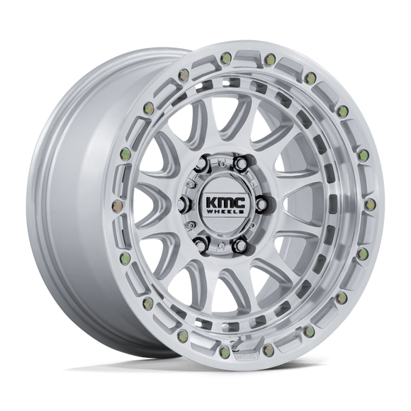 20x10 KMC KM556 Crux Gloss Silver Machined Face 6x135 ET-18 CB87.1 Wheel