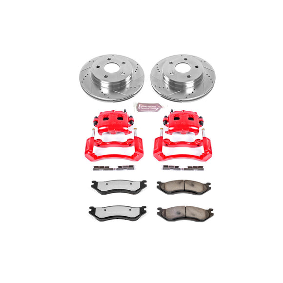 PowerStop Z36 Truck and SUV Ceramic Brake Pad, Drilled & Slotted Rotor, and Cali