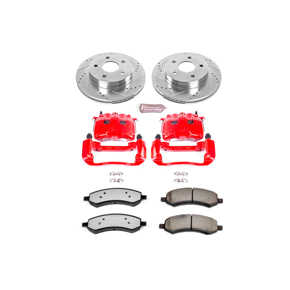 PowerStop Z36 Truck and SUV Ceramic Brake Pad, Drilled & Slotted Rotor, and Cali