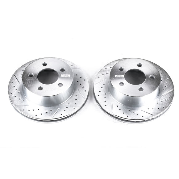 PowerStop Evolution Drilled Slotted Rotors Pair Front For Jeep Cherokee