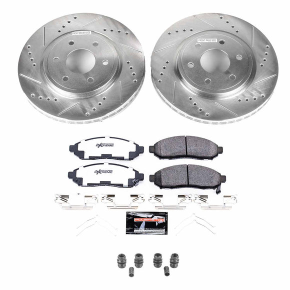PowerStop Z36 Carbon-Fiber Ceramic Brake Pad with Drilled and Slotted Rotor Kit
