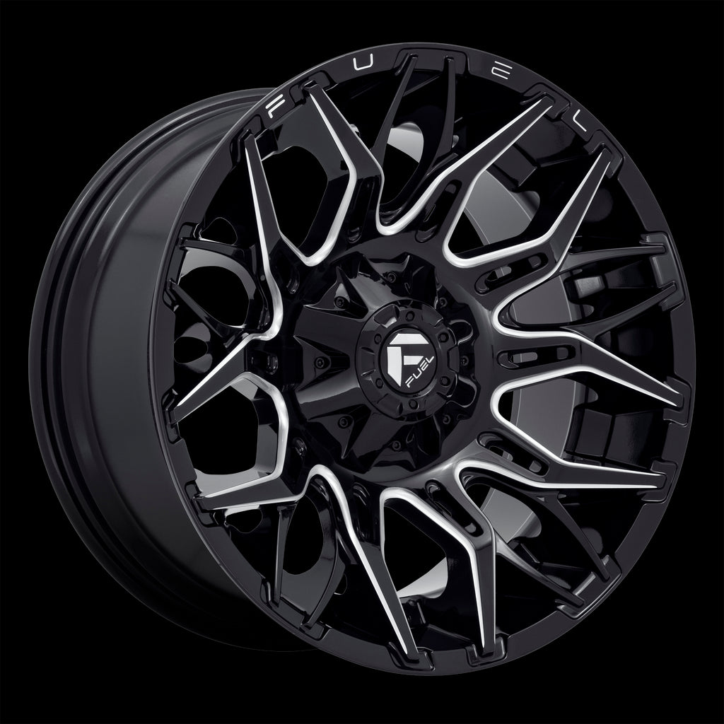 22X12 Fuel D769 TWITCH Glossy Black Milled 6X135/6X139.7 ET-44 wheel/r ...