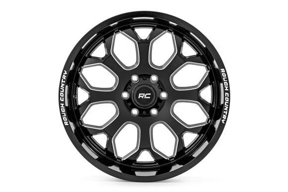 20x10 Rough Country 96 Series Gloss Black Machined Wheel 6x135 ET-19 CB4.173