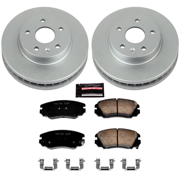 PowerStop Genuine Geomet Coated Rotor and Low-Dust Ceramic Brake Pad Kit
