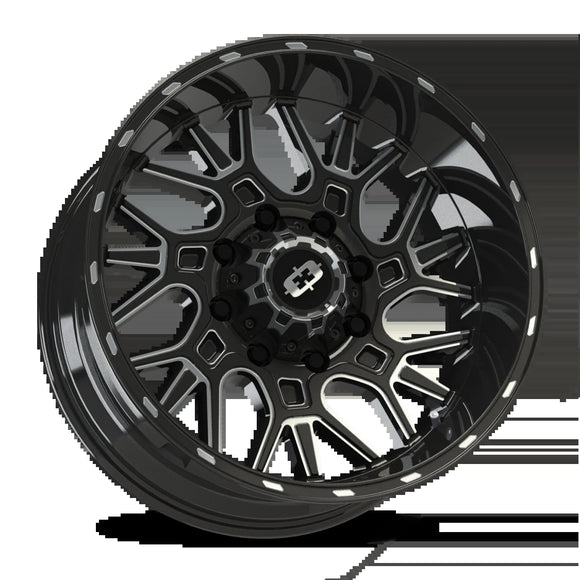 22x10 Vision 404 Brawl Gloss Black Milled Spoke Wheel 8x180 ET-19 CB124.2