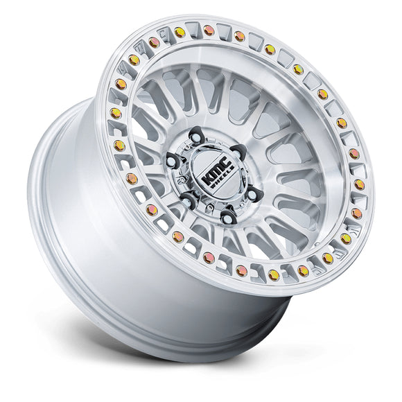 17X8.5 KMC KM552 IMS Gloss Silver W/ Machined Face 5x127 ET-10 Wheel Rim