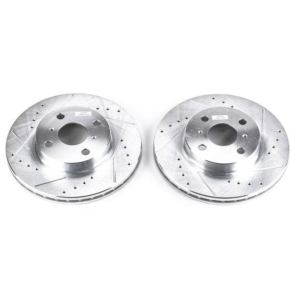 PowerStop Evolution Drilled Slotted Rotors Pair Front For Toyota Corolla