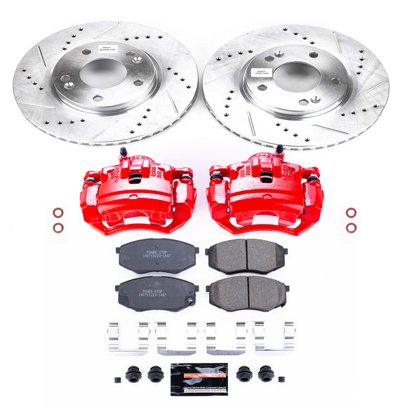 PowerStop Z23 Daily Driver Carbon-Fiber Ceramic Pads Drilled & Slotted Rotor & C