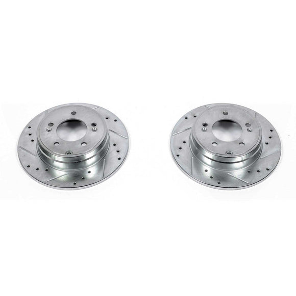 PowerStop Evolution Drilled Slotted Rotors Pair Rear For Hyundai Sonata