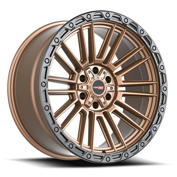 18x9 Vortek VRT-604 Zeus Matte Bronze Black Bead Ring 6x135 ET0 CB106.1 Wheel