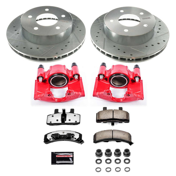 PowerStop Z36 Truck and SUV Ceramic Brake Pad, Drilled & Slotted Rotor, and Cali