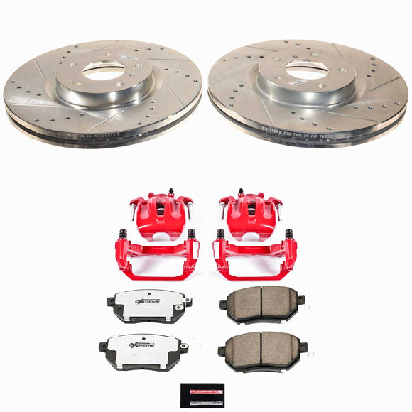 PowerStop Z26 Street Performance Ceramic Brake Pad, Drilled Slotted Rotor, and C
