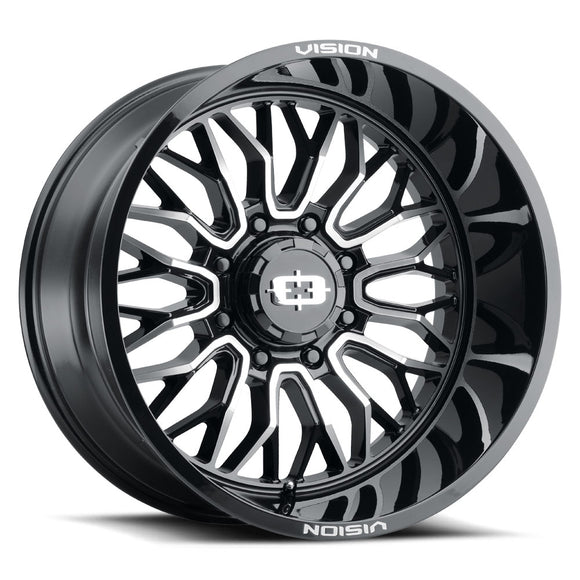 Vision 402 Riot Gloss Black Machined Face 20X12 8x6.5 8x165.1 ET-51 Wheel