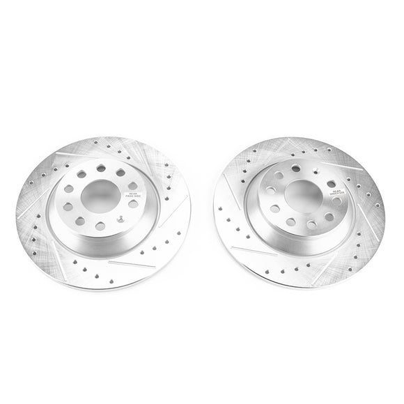 PowerStop Evolution Drilled Slotted Rotors Pair Rear For Audi A3