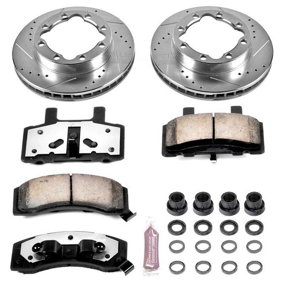PowerStop Z36 Ceramic Brake Pads with Drilled Slotted Rotors and Drum Shoe Kit