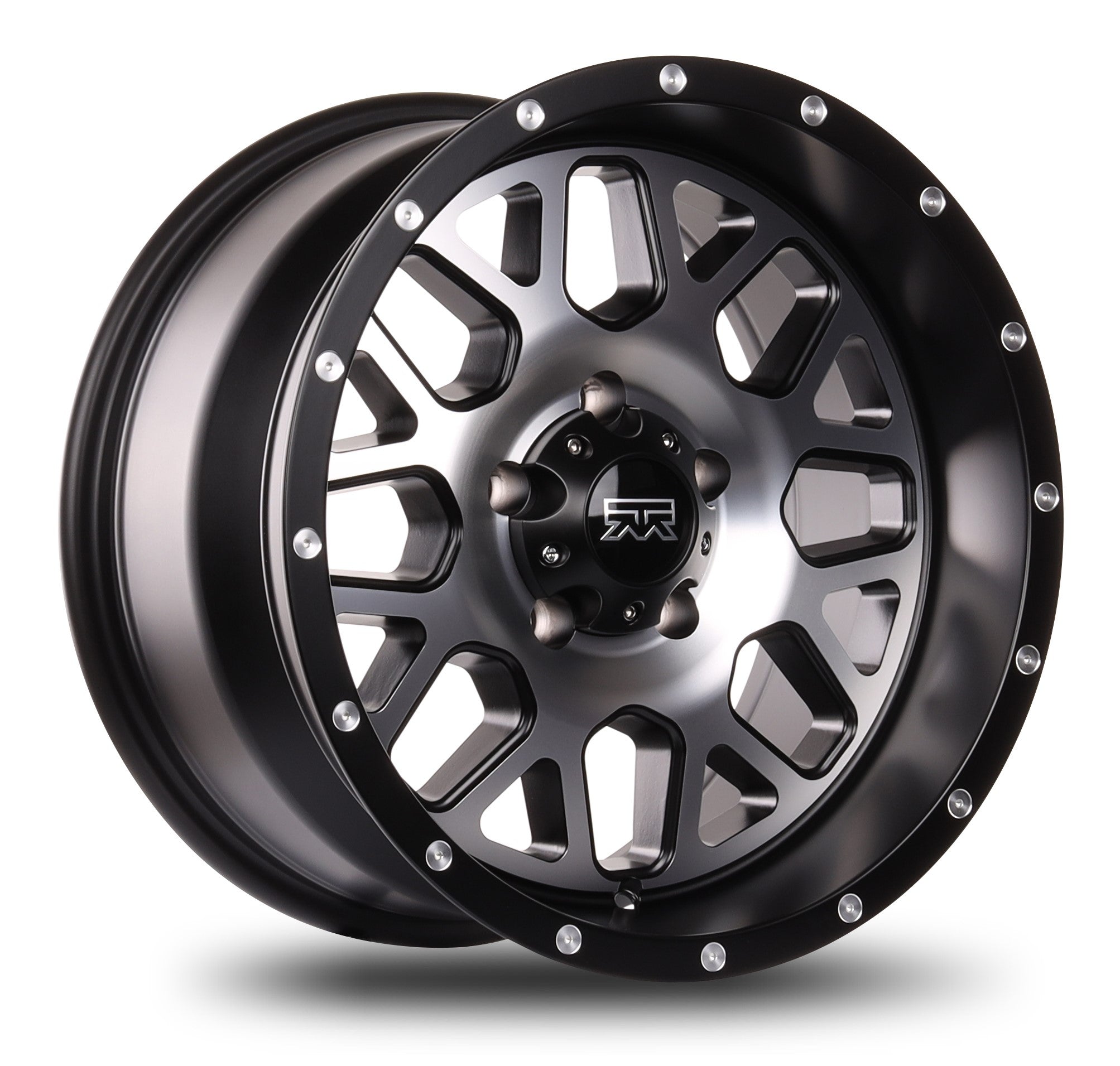 17x9 Mudder Trucker MT859 Mutiny Black Machined 5x127 5x5 ET-12 Wheel Rim