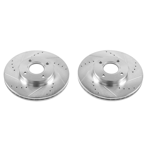 PowerStop Evolution Drilled Slotted Rotors Pair Front For Ford Fiesta