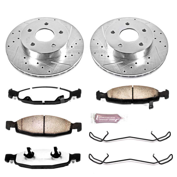 PowerStop Z36 Carbon-Fiber Ceramic Brake Pad with Drilled and Slotted Rotor Kit